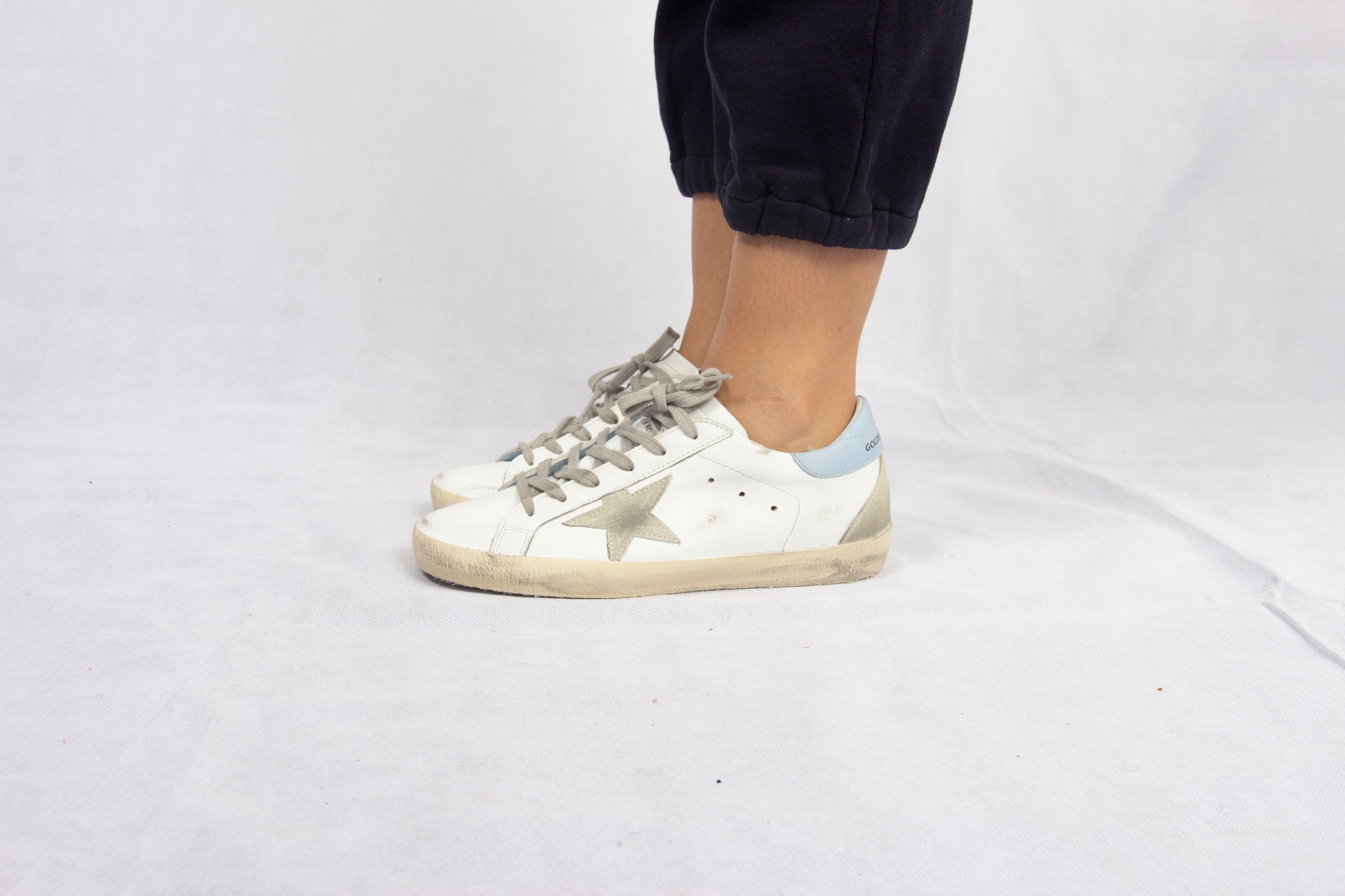 GG Superstar Leather Trainers in White and Powder Blue