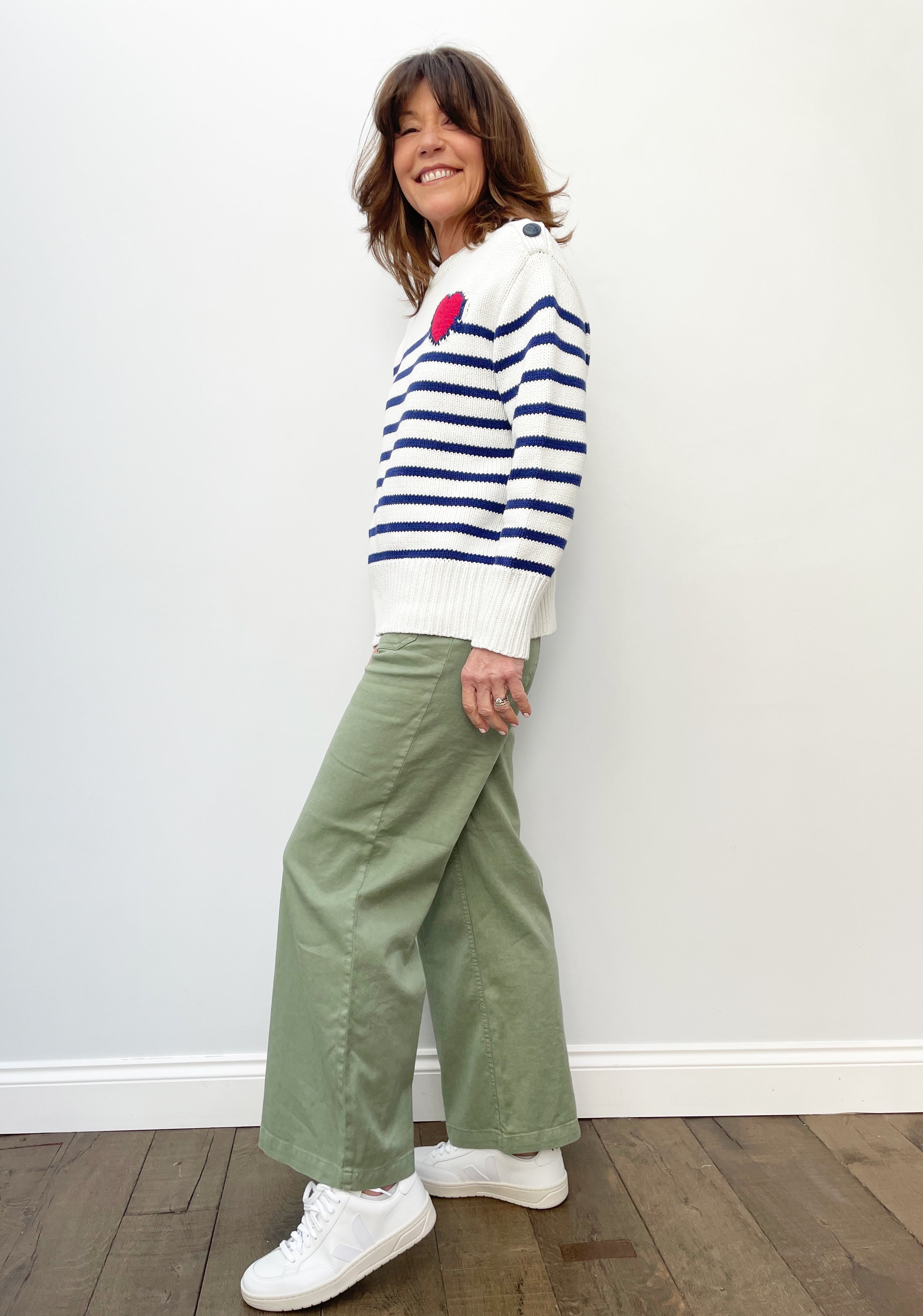 FIVE POE2111 Striped Top in Navy