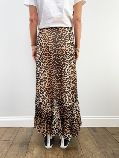 GANNI T2701 Printed Mesh Leopard Skirt