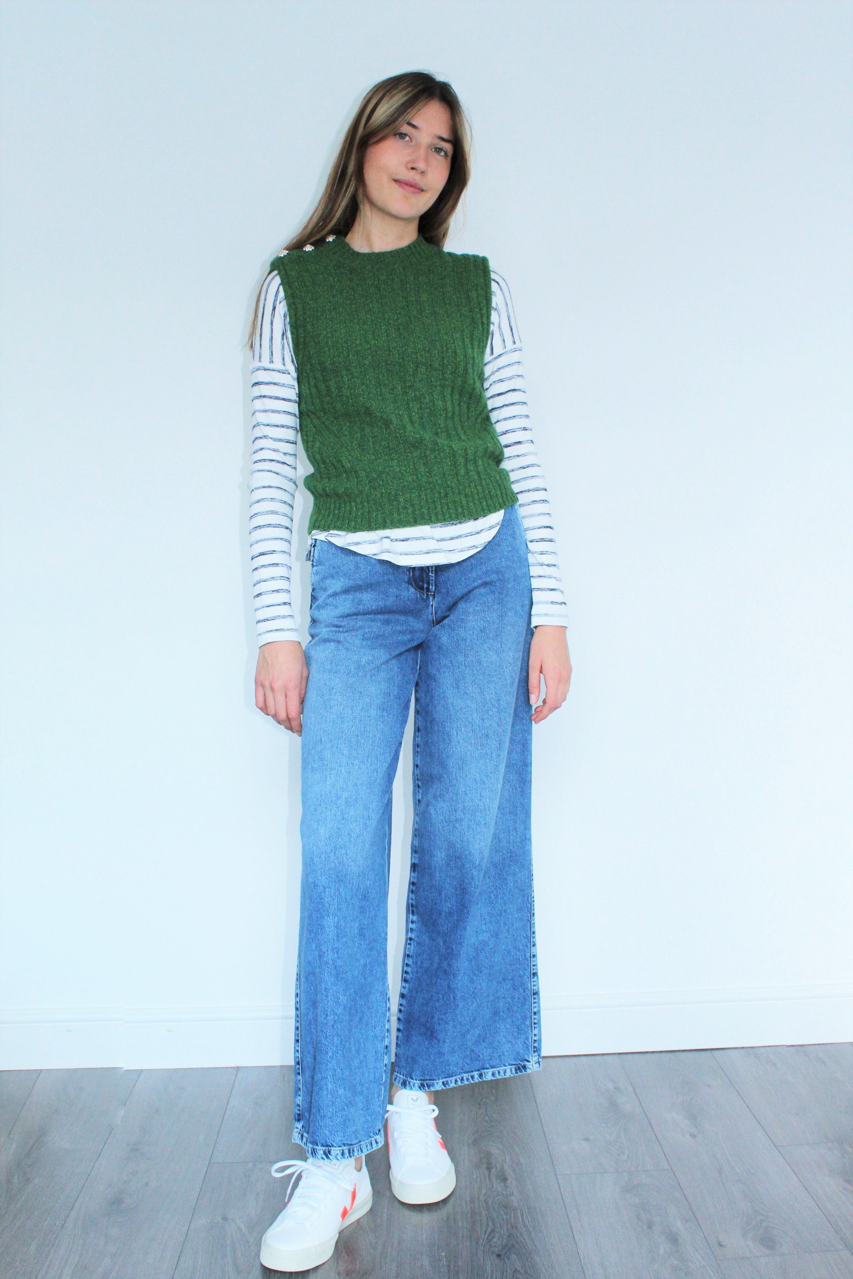 GANNI K1574 Wool Mix Vest in Kelly Green