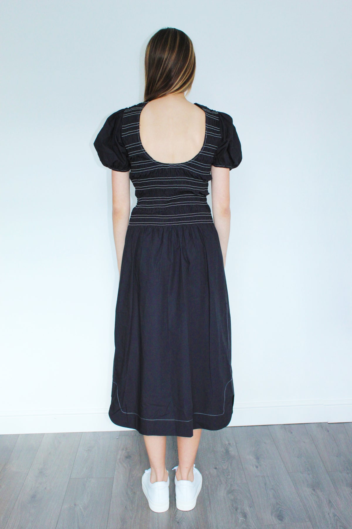 GANNI F6037 Cotton Poplin Dress in Black