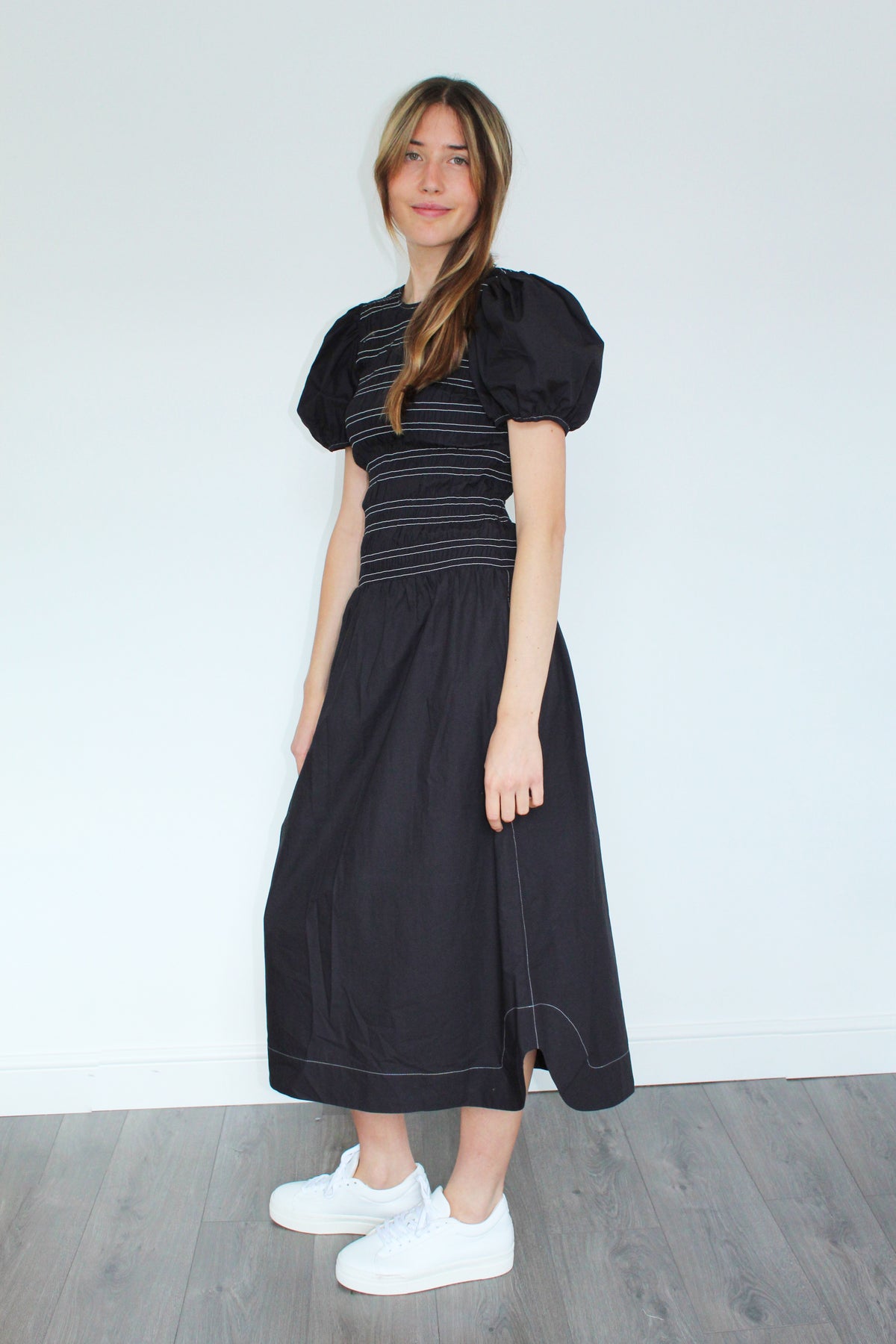 GANNI F6037 Cotton Poplin Dress in Black
