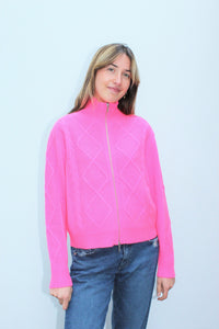 You added <b><u>JU Aran Zip Up Knit in Neon Pink</u></b> to your cart.