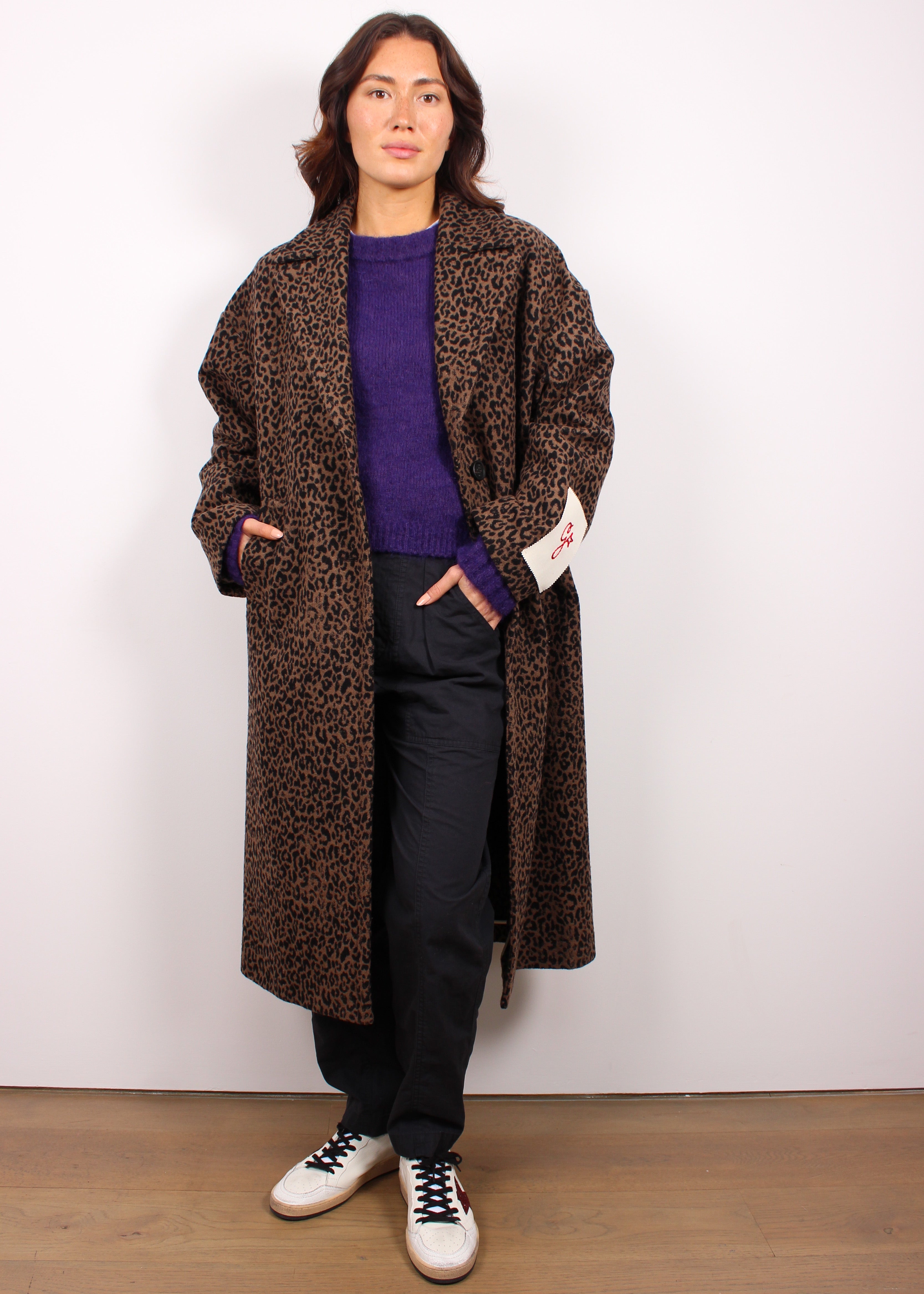 GG Golden Cocoon Wool Coat in Leopard