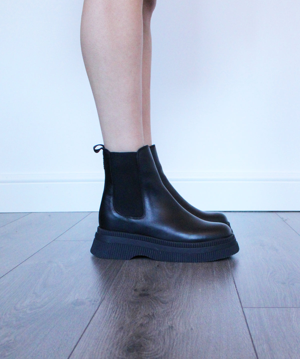 GANNI S1736 Leather Chelsea Boots in Black