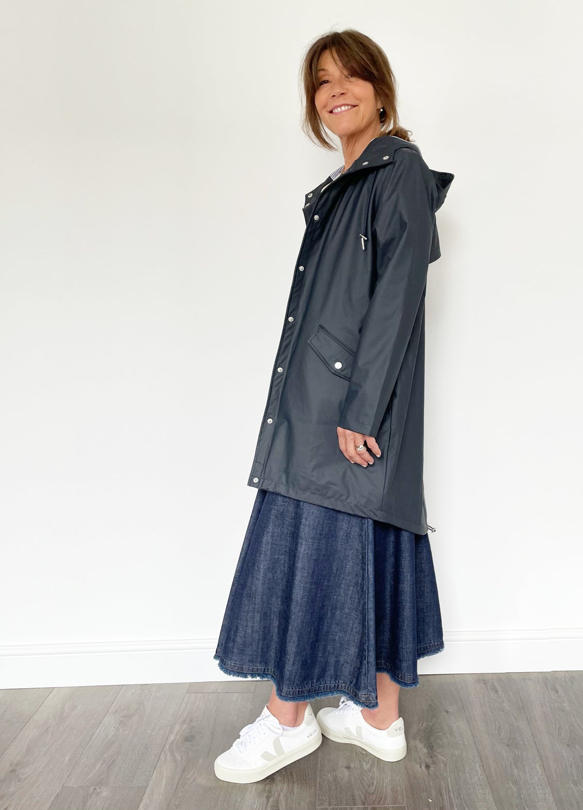 R&P Jiron Polyester Coat in Navy