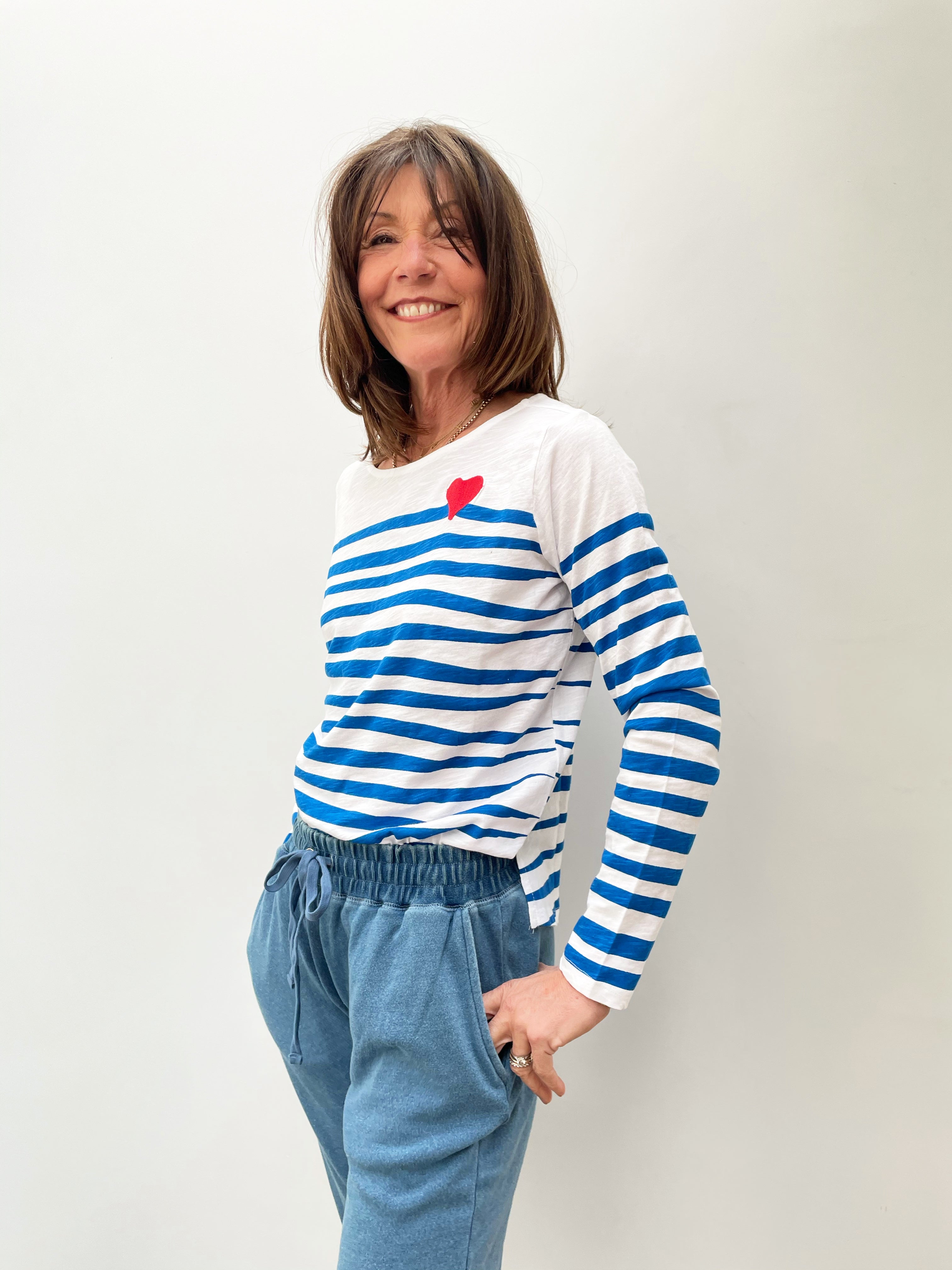 FIVE TSE2155 Striped Top in French Blue