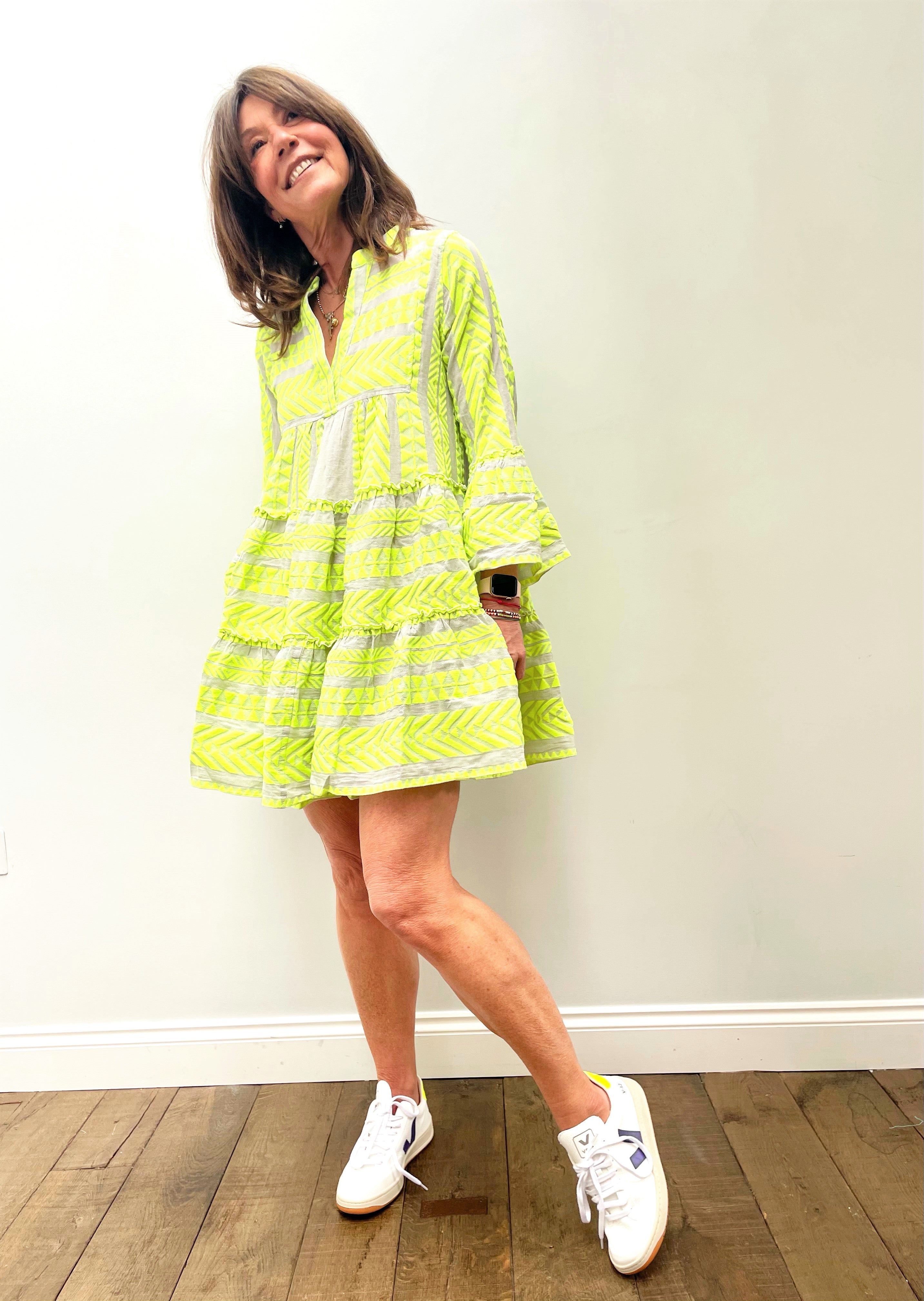 D Ella Short Dress in Neon Lime