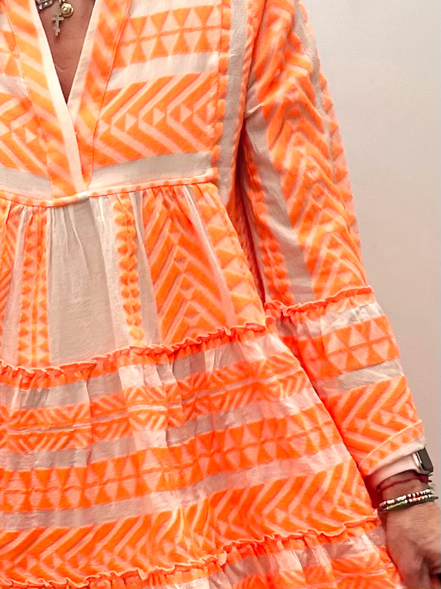 D Ella Short Dress in Neon Orange
