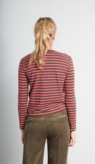 LOR Luxe stripe top in toffee