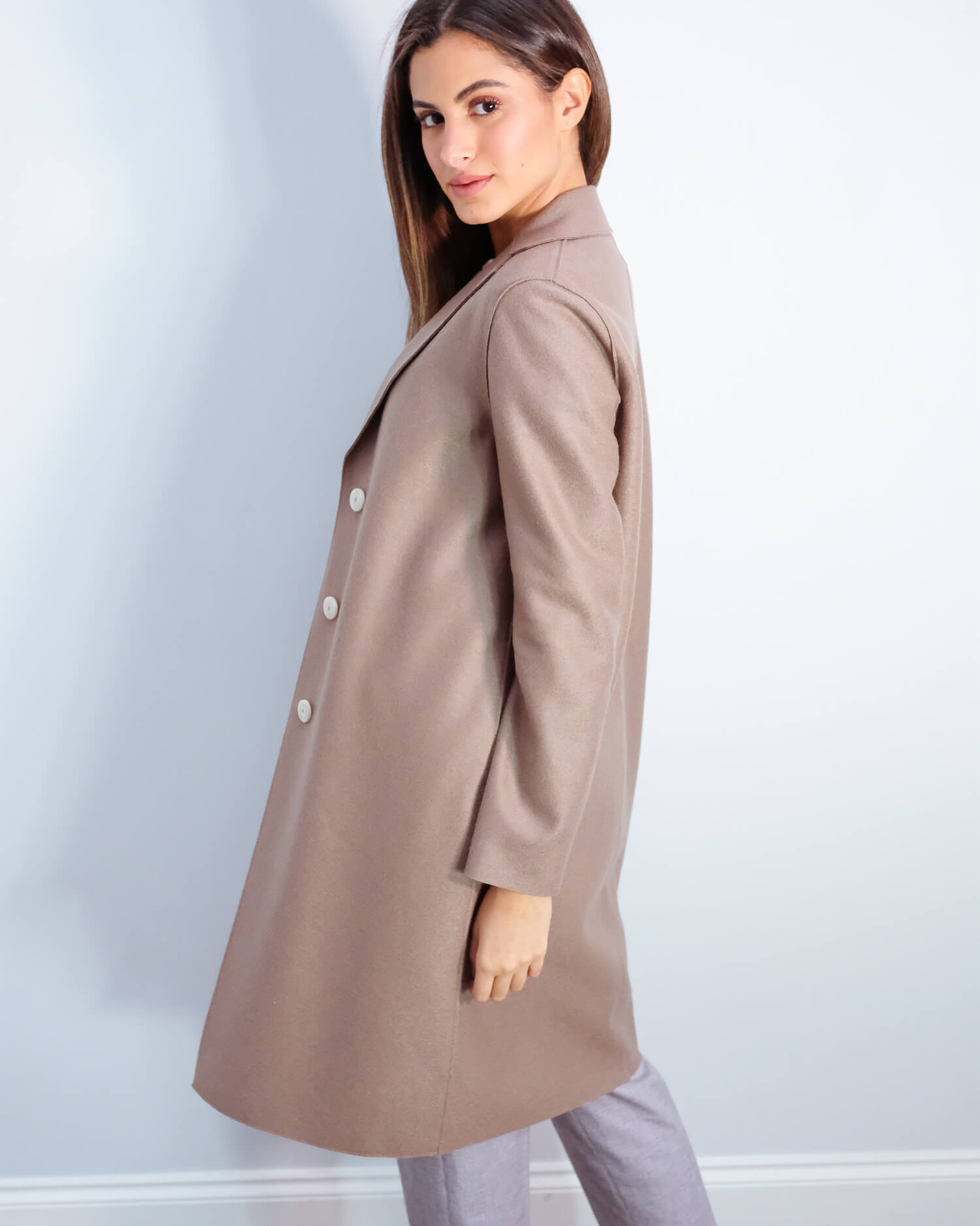 HWL Pressed wool overcoat in taupe