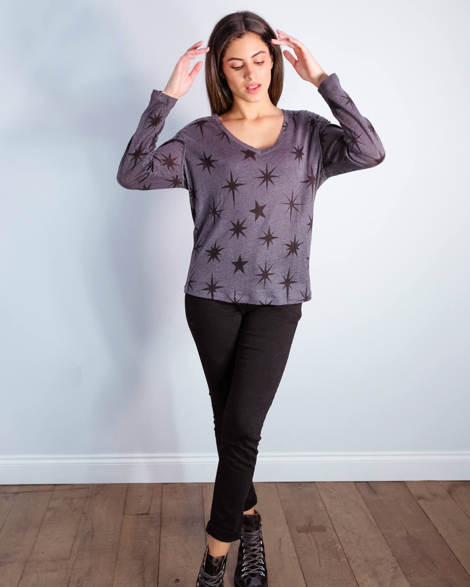 R Sami top in charcoal
