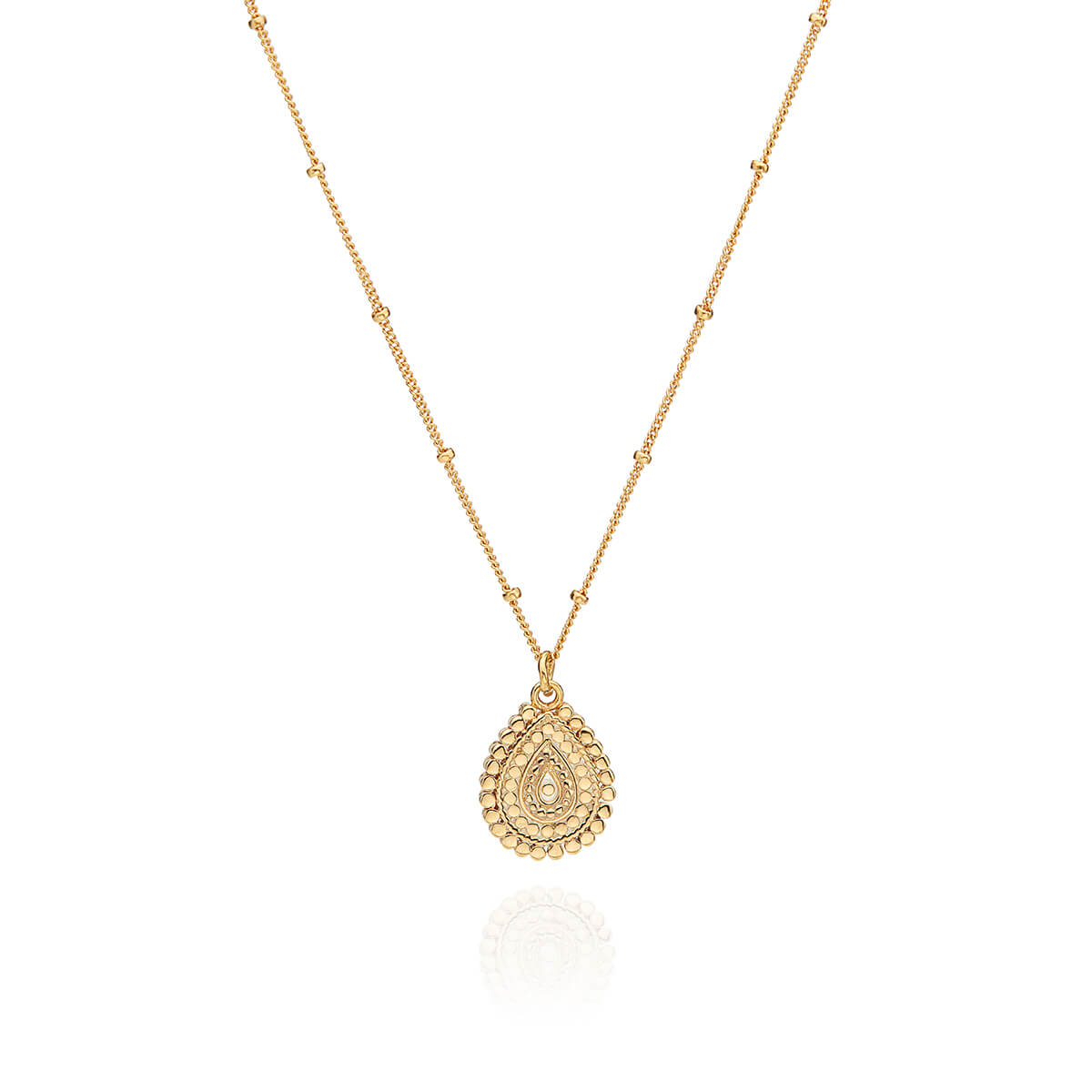 AB 10089 Mosaic scallop teardrop necklace in gold