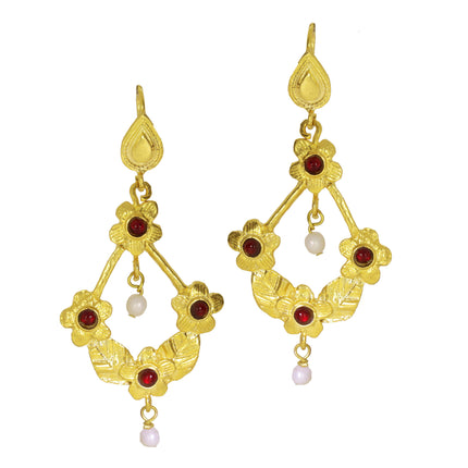 OTTOMAN BLS earrings with red agate and white stones
