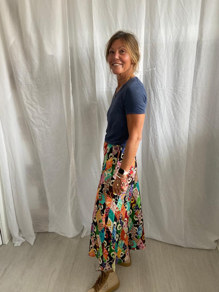 RIXO Kelly skirt in patchwork
