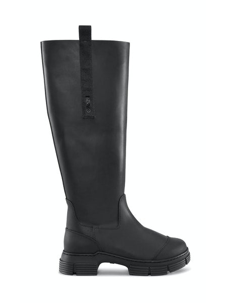 GANNI S1527 Recycled Rubber Country Boots in Black