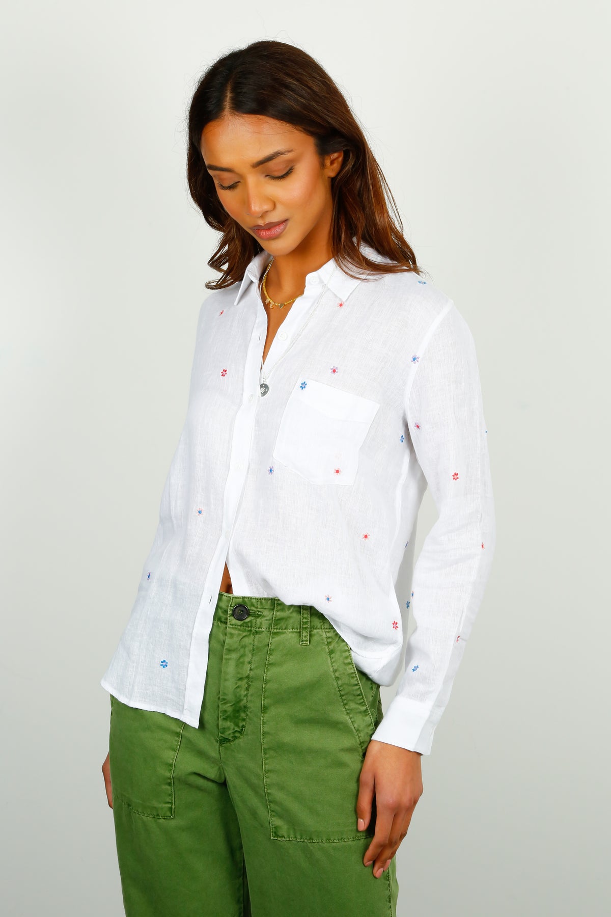 RAILS Charli Shirt in Multi Daisy Embroidery