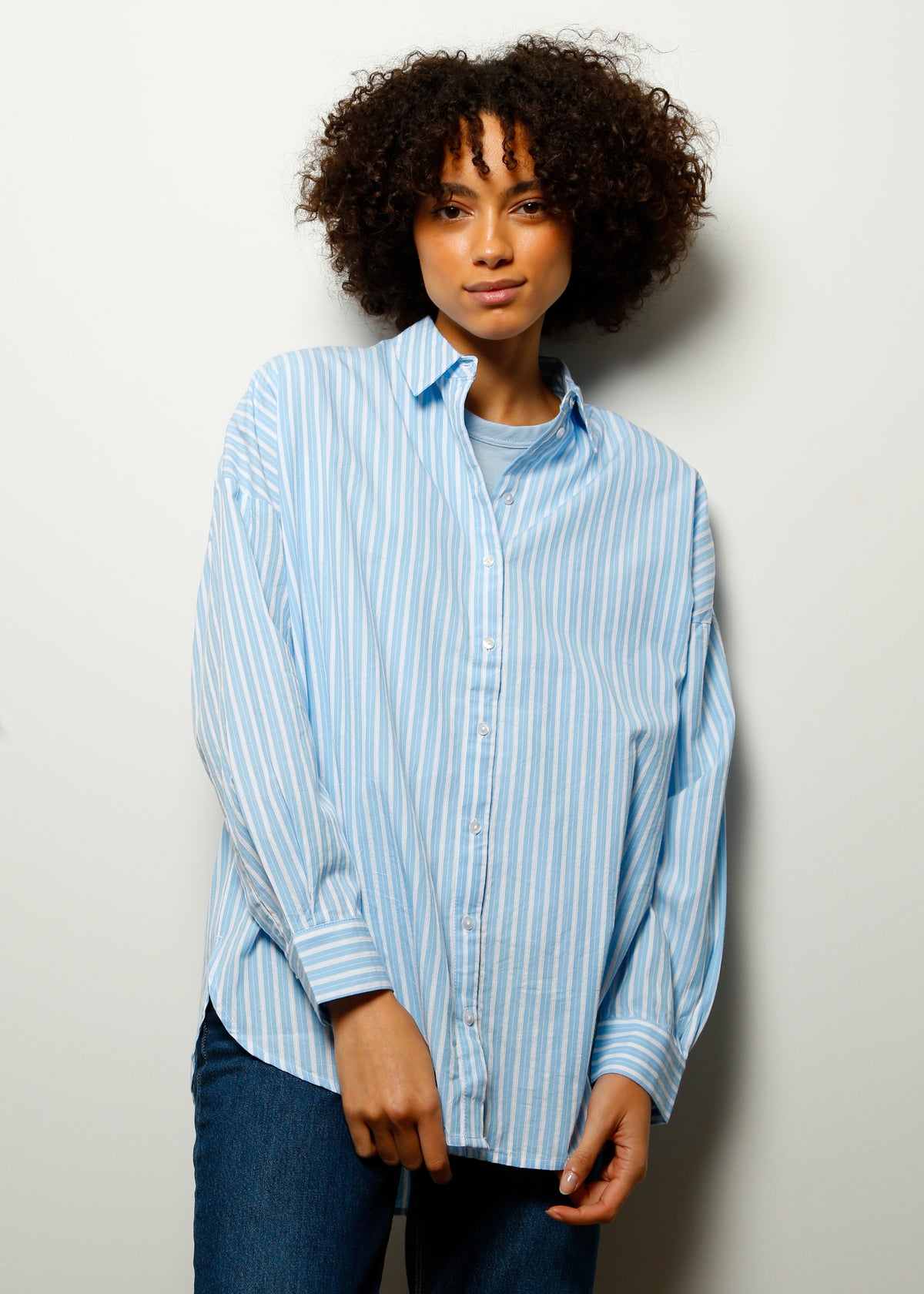 SLF Emma Sanni Stripe Shirt in Cashmere Blue