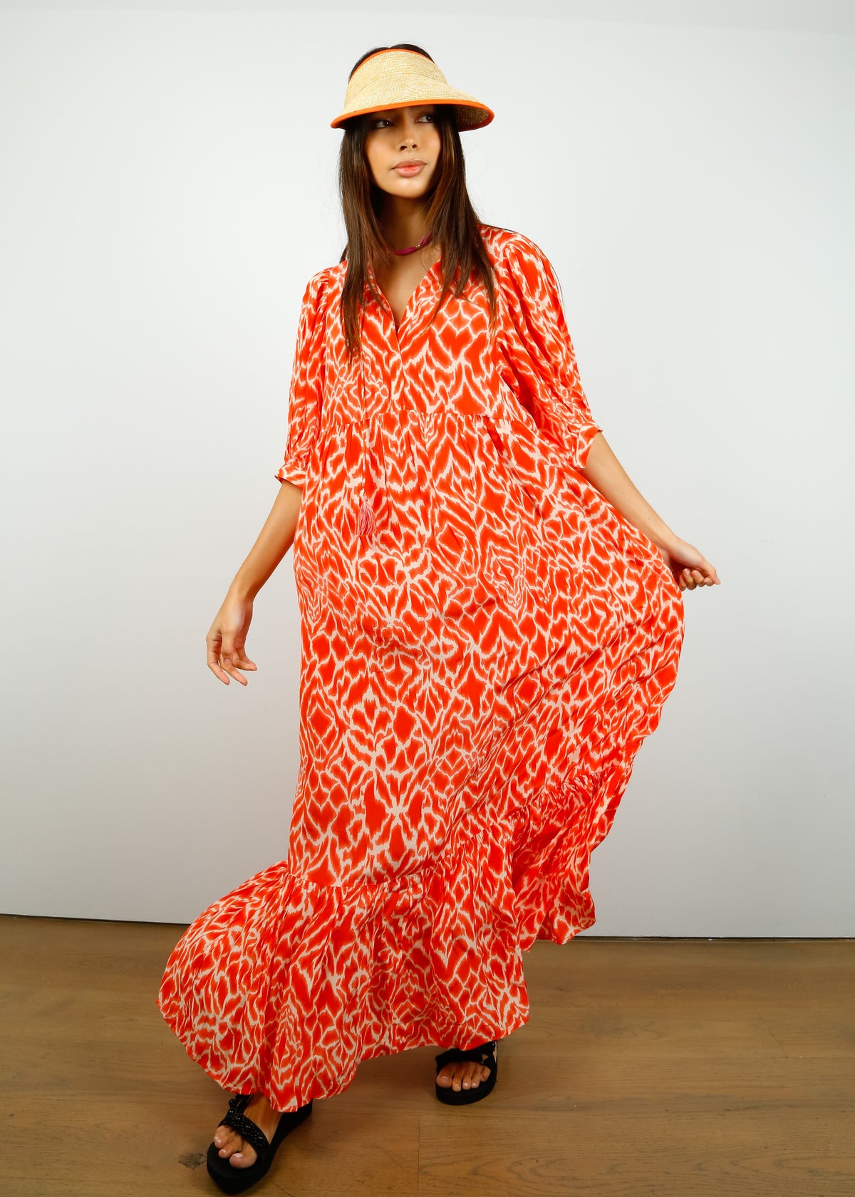 MOLIIN Lucille Dress in Hot Coral