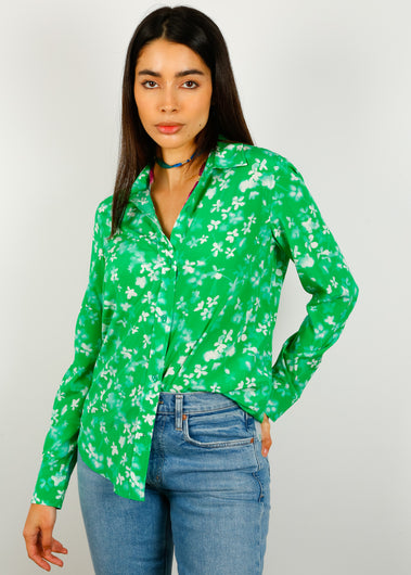 PPL Gail Shirt in Flower Shadows 02 Green