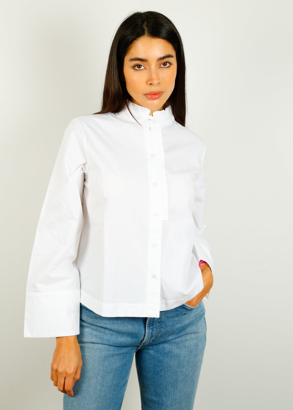 SLF Serafina Ruffled Shirt in White