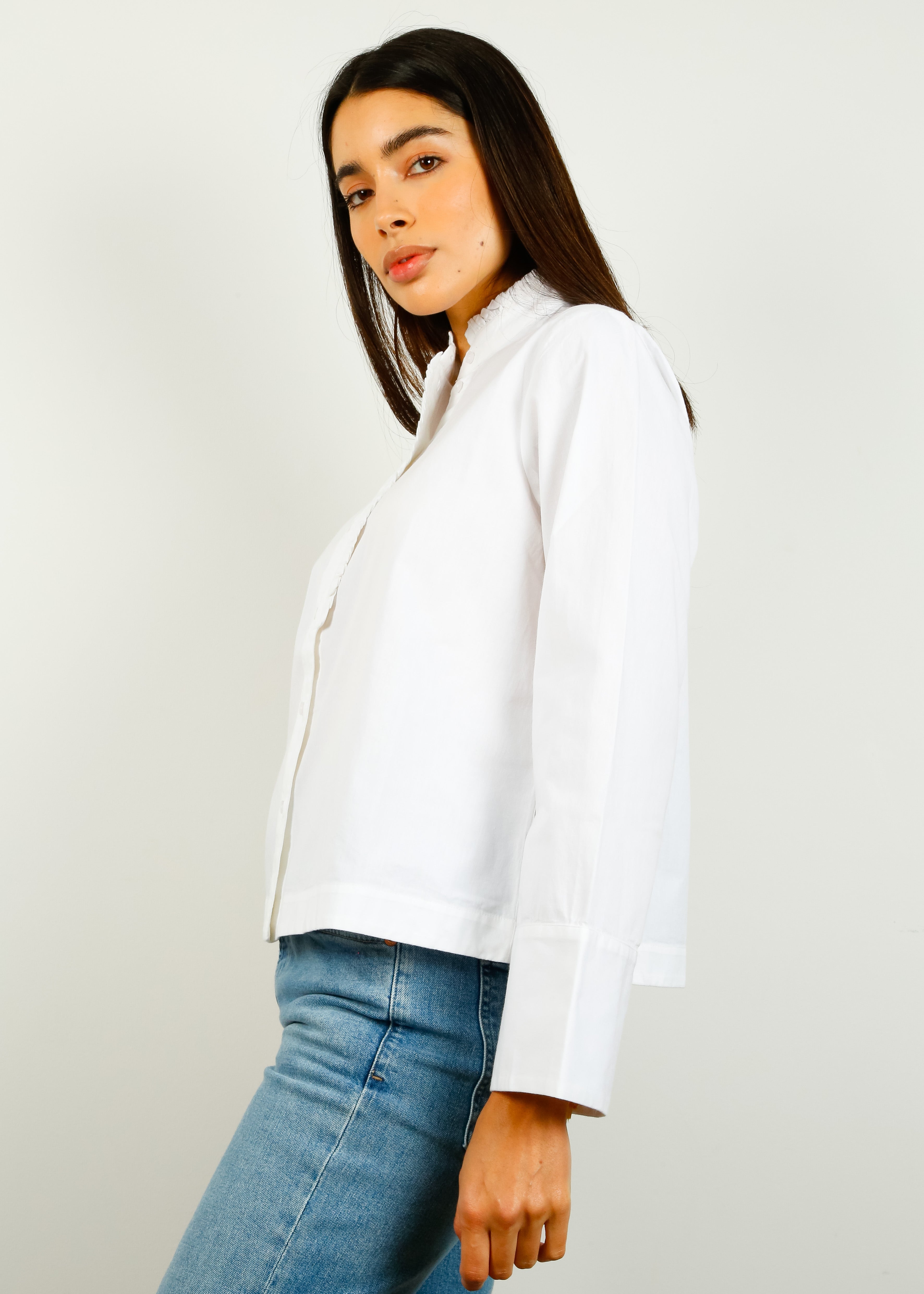SLF Serafina Ruffled Shirt in White
