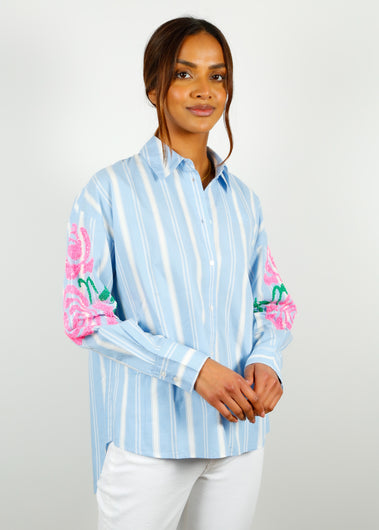 EA Dorothy Embellished Shirt in Nice Blue