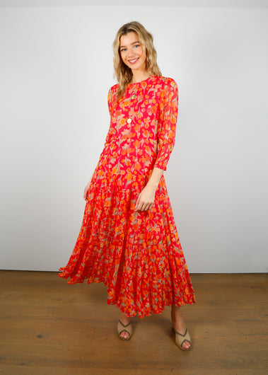 RIXO Kristen Dress in Fontainhas Floral Coral