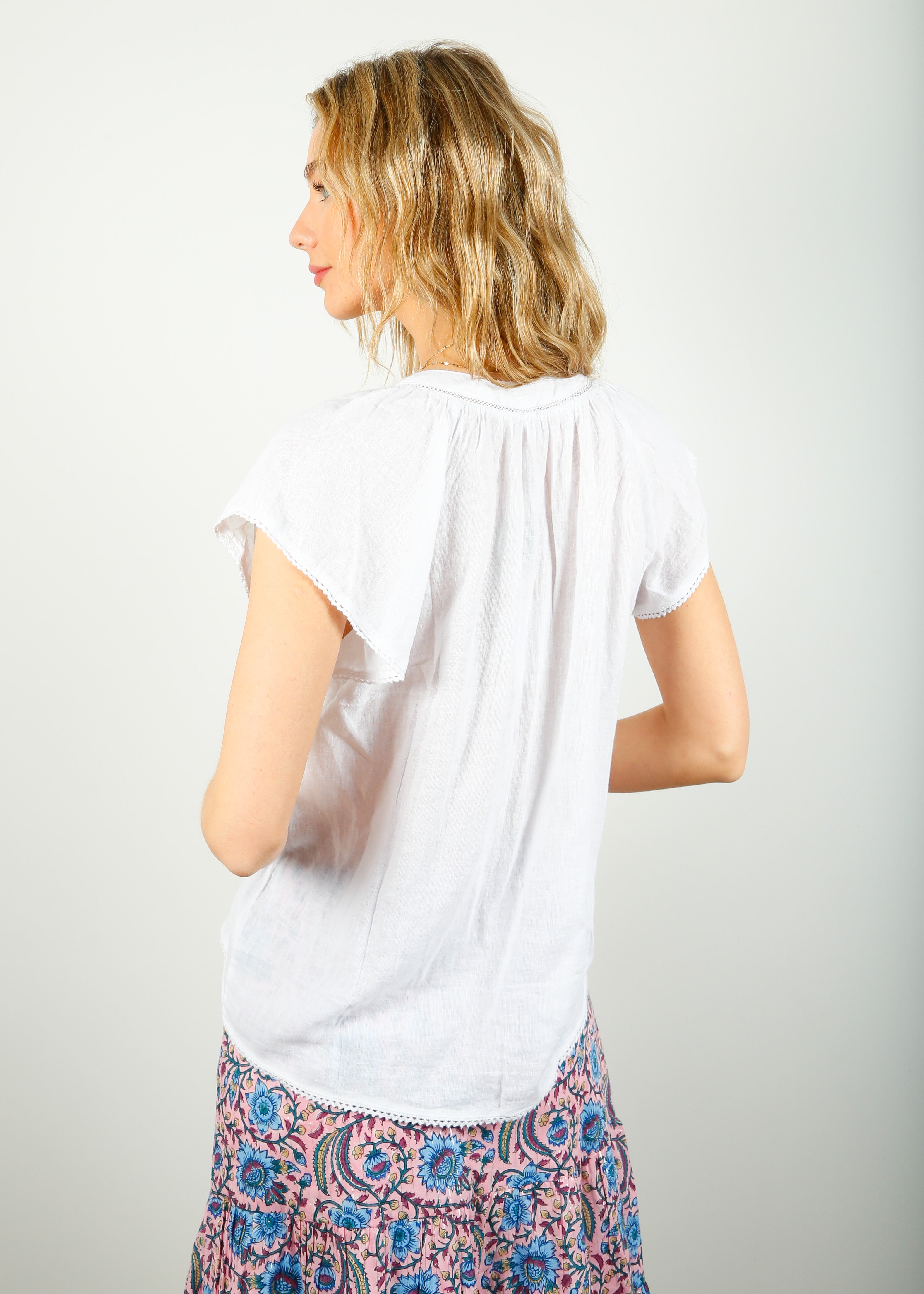 RAILS Alena Lace Detail Top in White