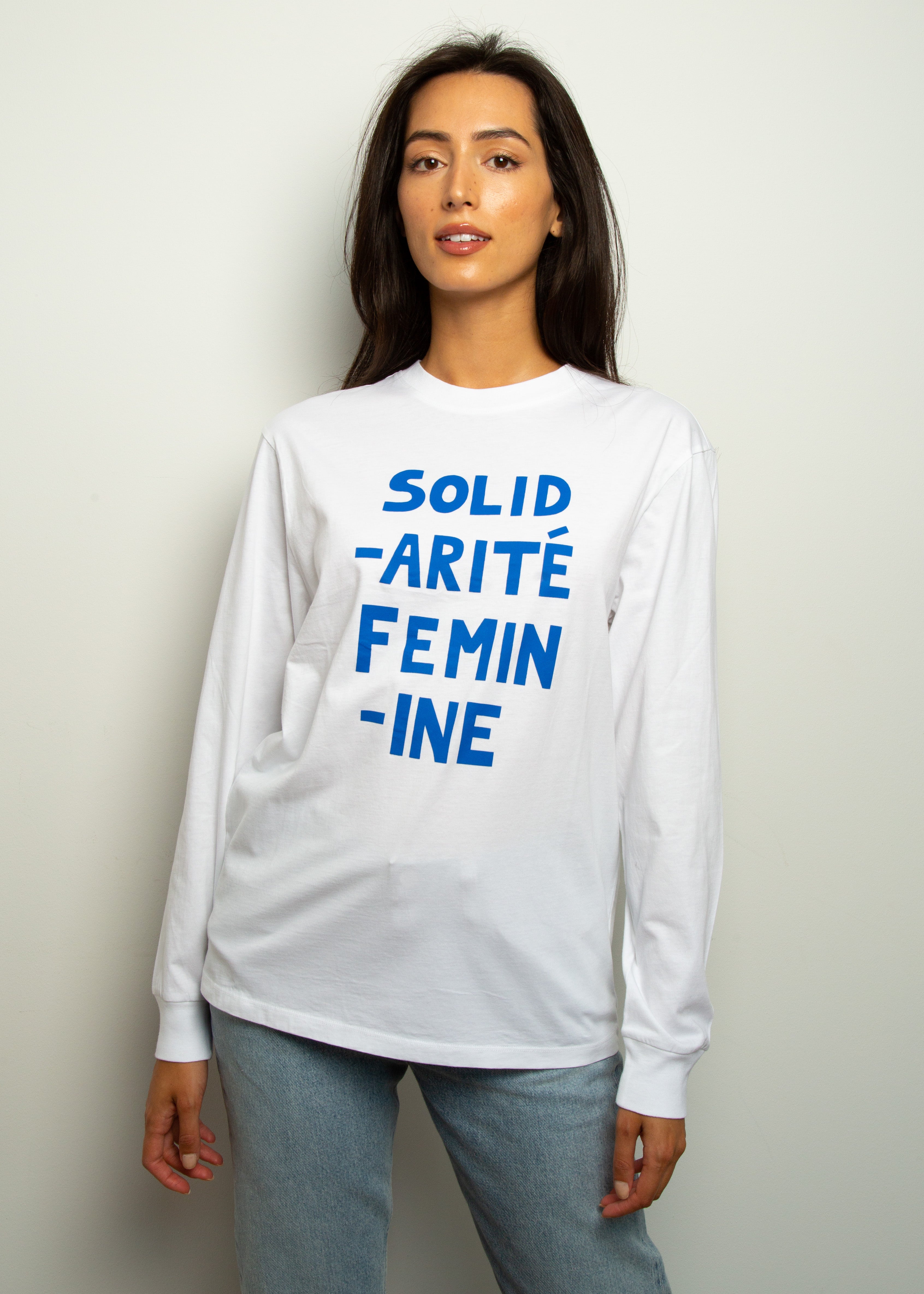 BF Solidaritie Feminine Top in White, Navy
