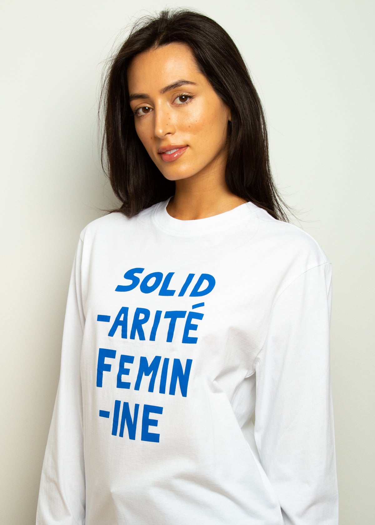 BF Solidaritie Feminine Top in White, Navy