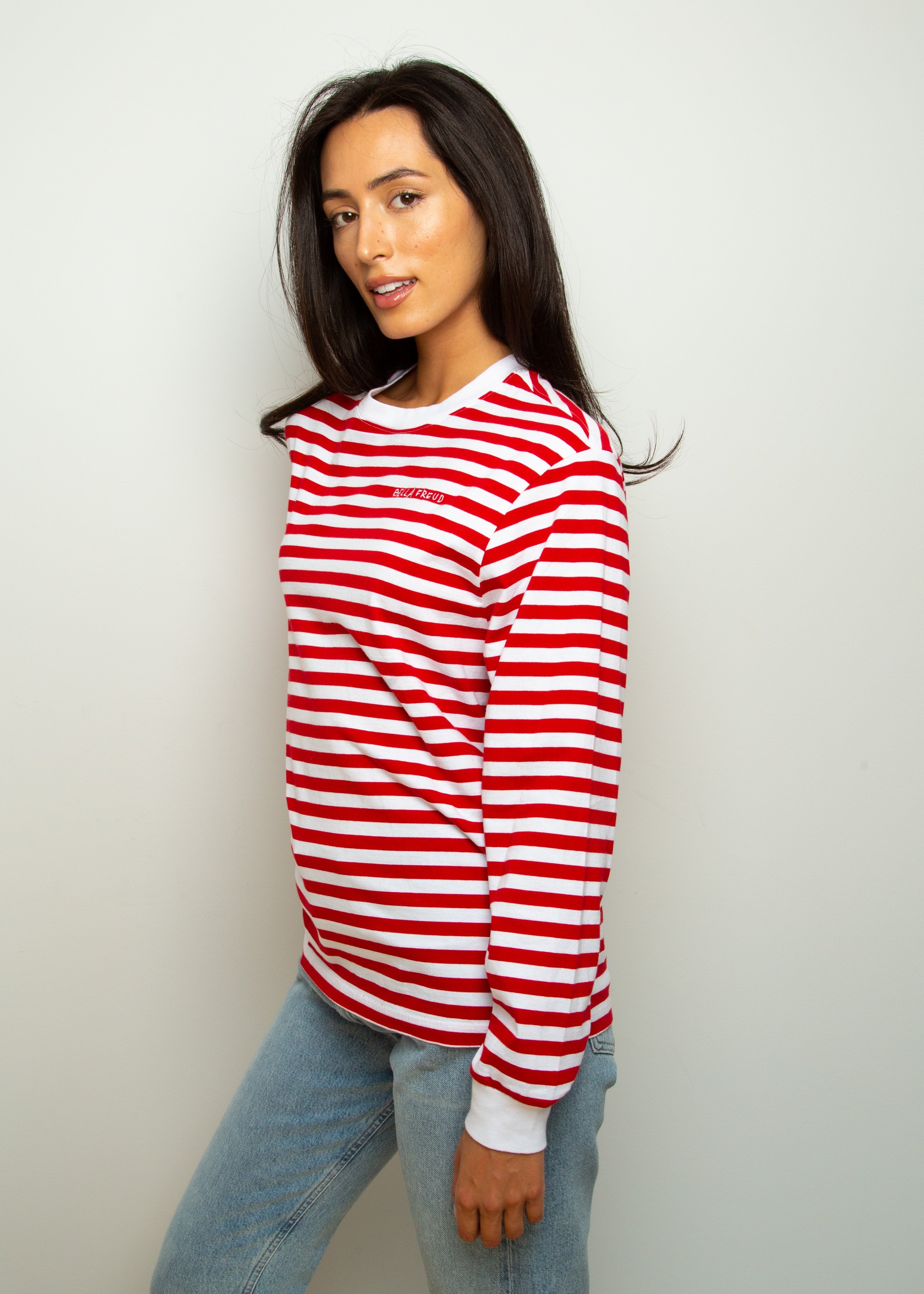 BF LS Striped Top in Red