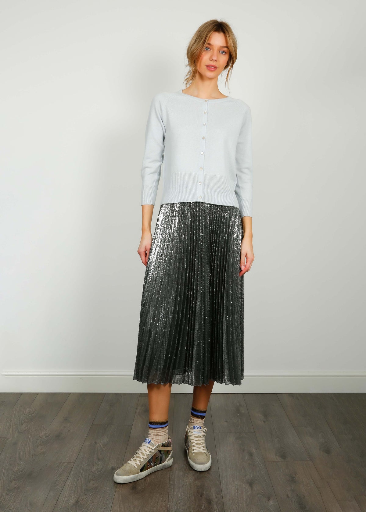 MM Falesia Pleated Skirt in Grey