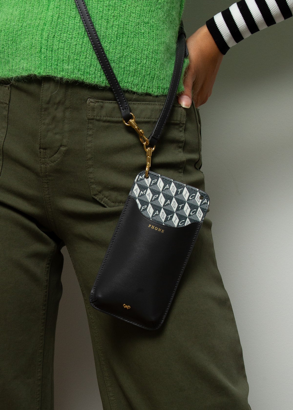 AH Phone Pouch on Strap in Charcoal