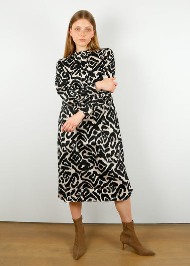 PART TWO Cassiel Printed Dress in Black Leo