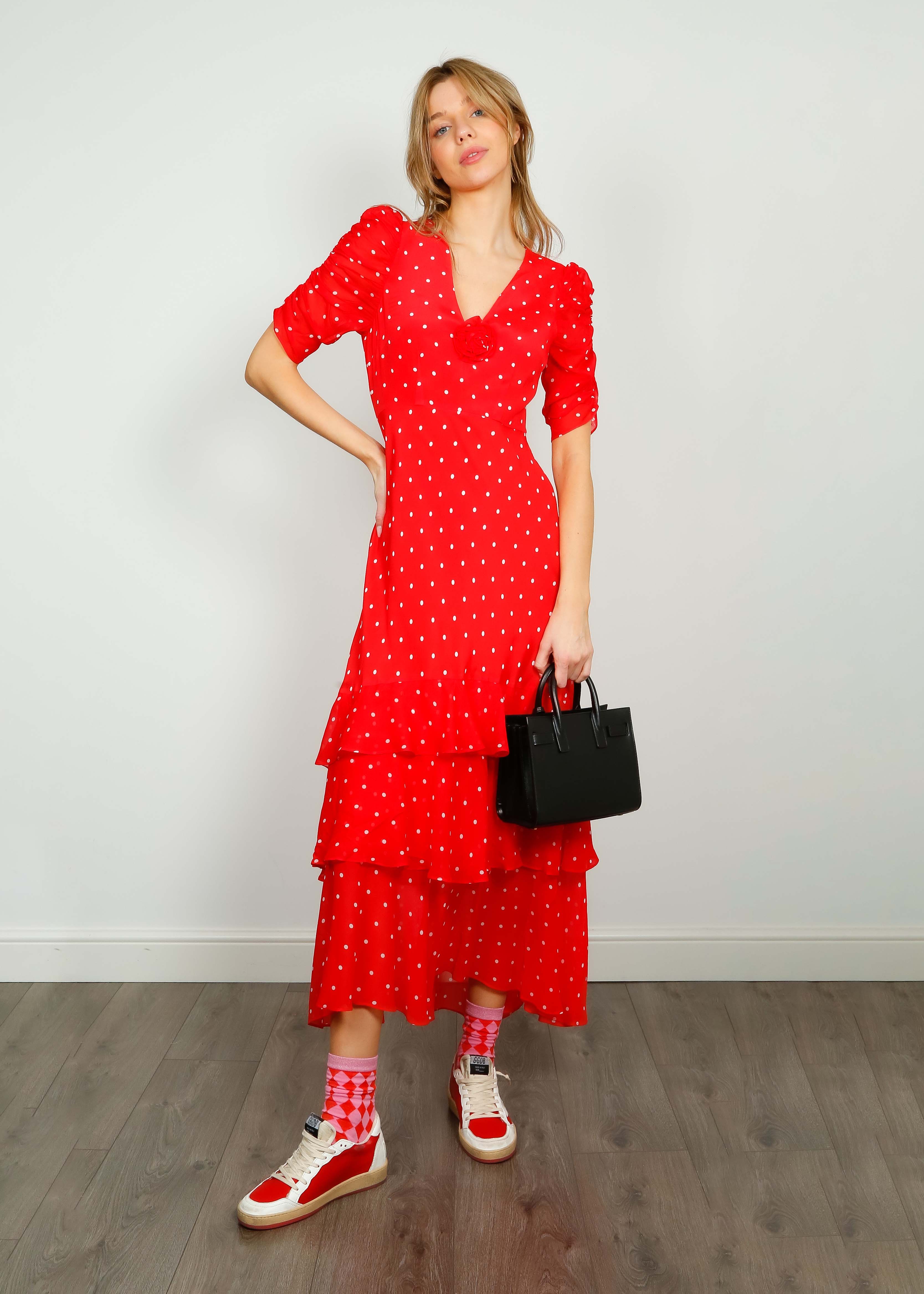 RIXO Rosheen Dress in Red Vintage Spot