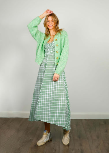 APARTMENT Estella Drawcord Dress in Green Check
