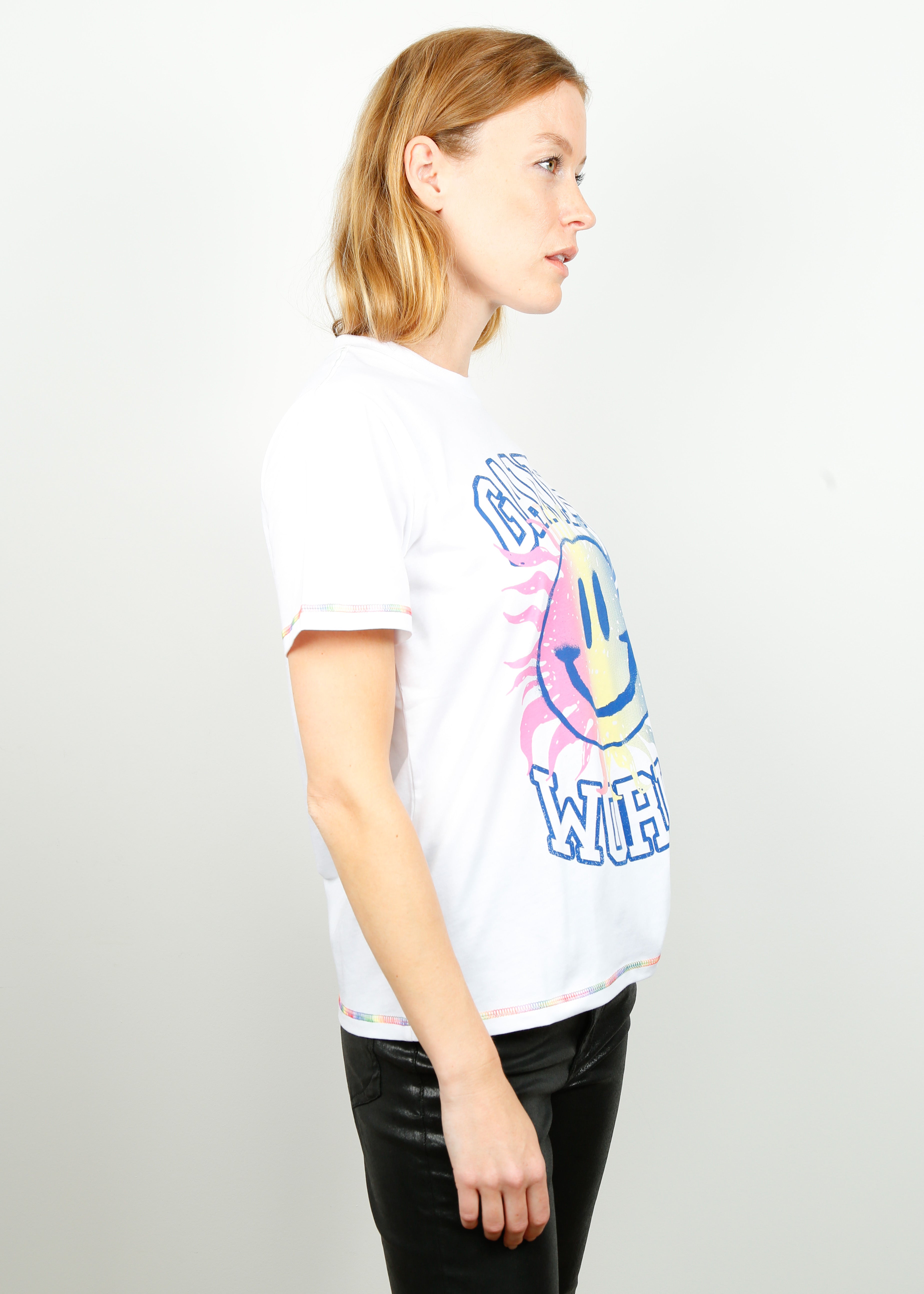 GANNI T3299 Relaxed Smiley Tee in White