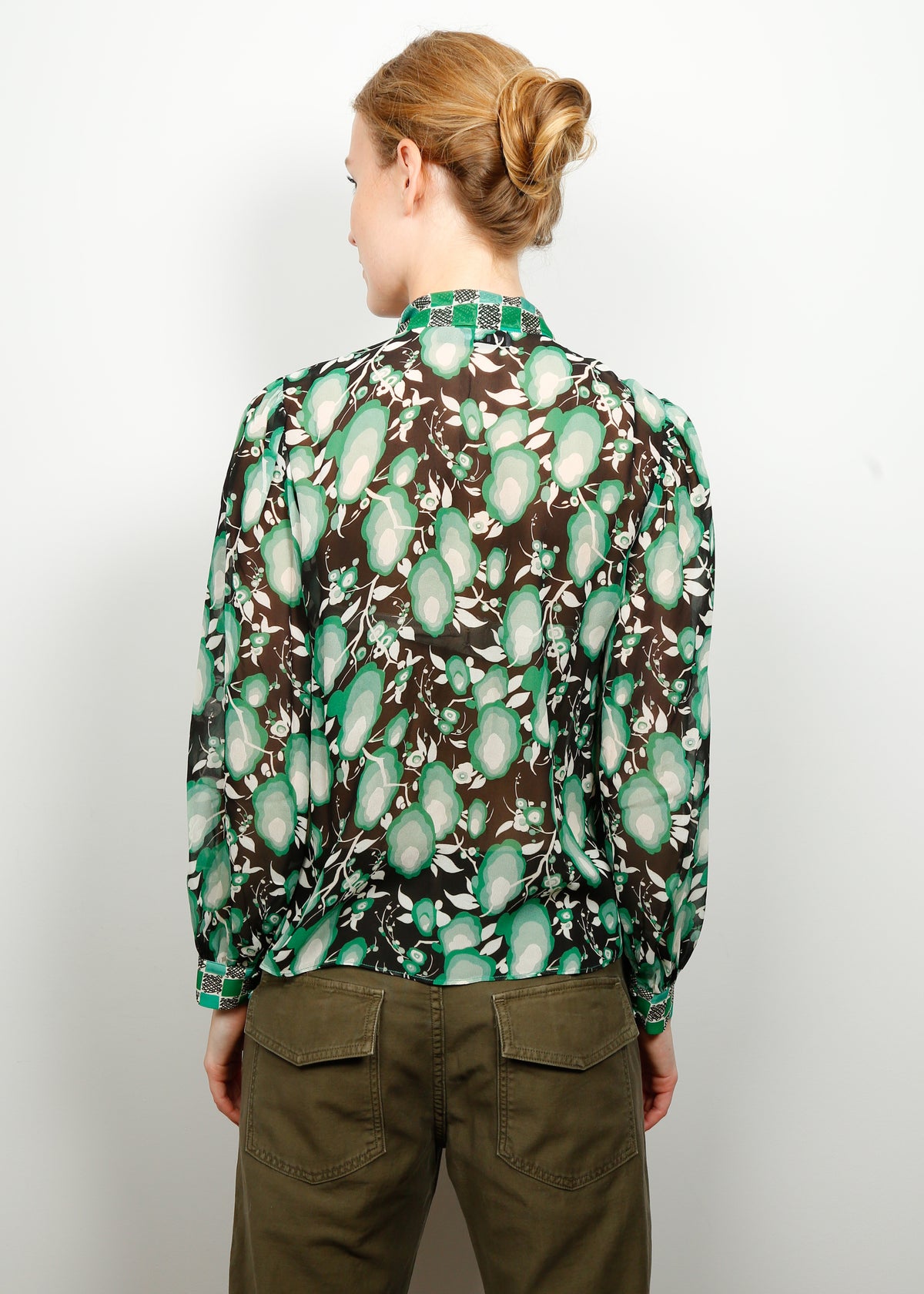 RIXO Thompson Blouse in Green Starlet Floral