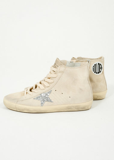 GG Francy Suede in Seed Pearl, Silver with Glitter Star
