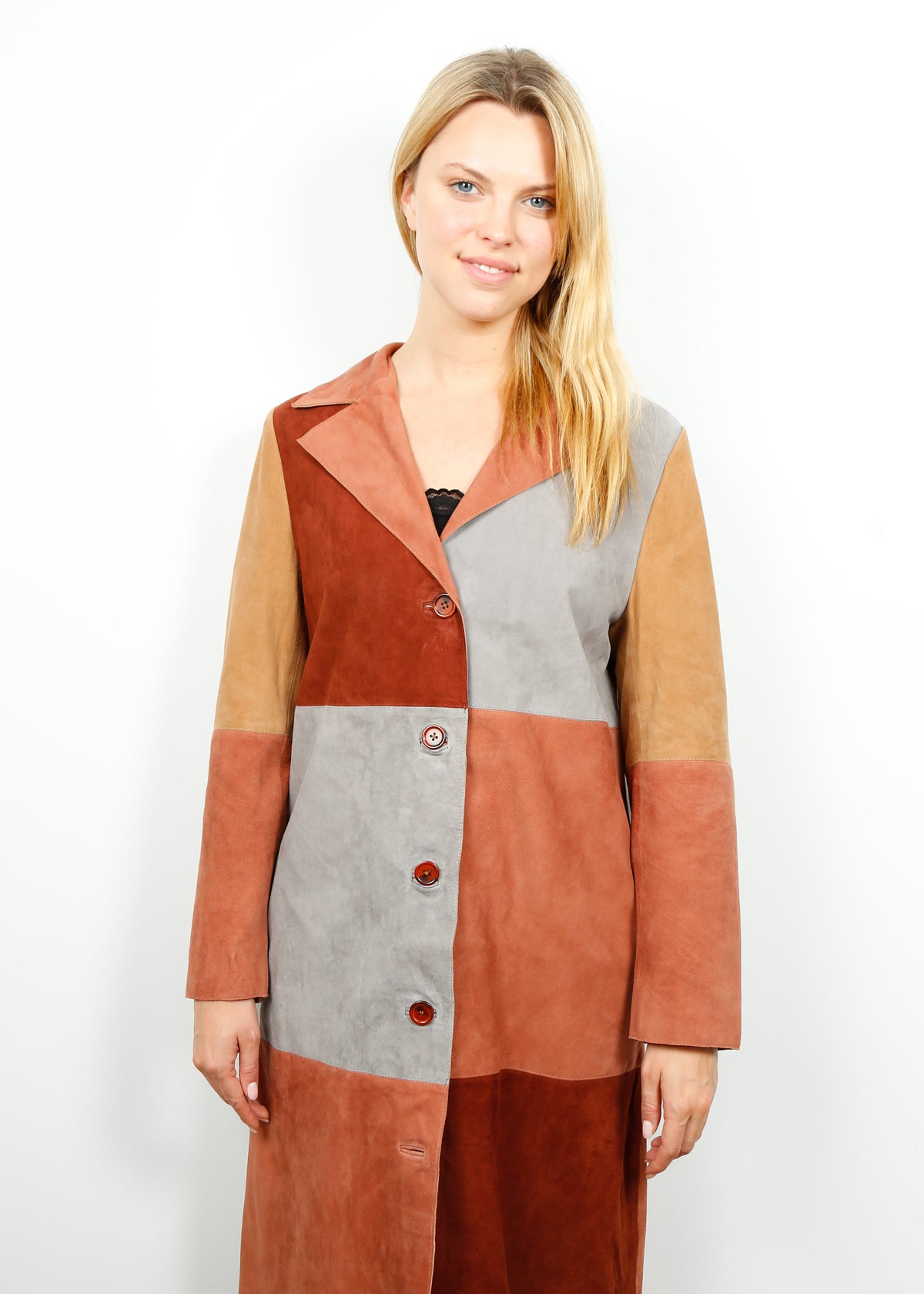 RIXO Lindsey Coat in Patchwork Autumn
