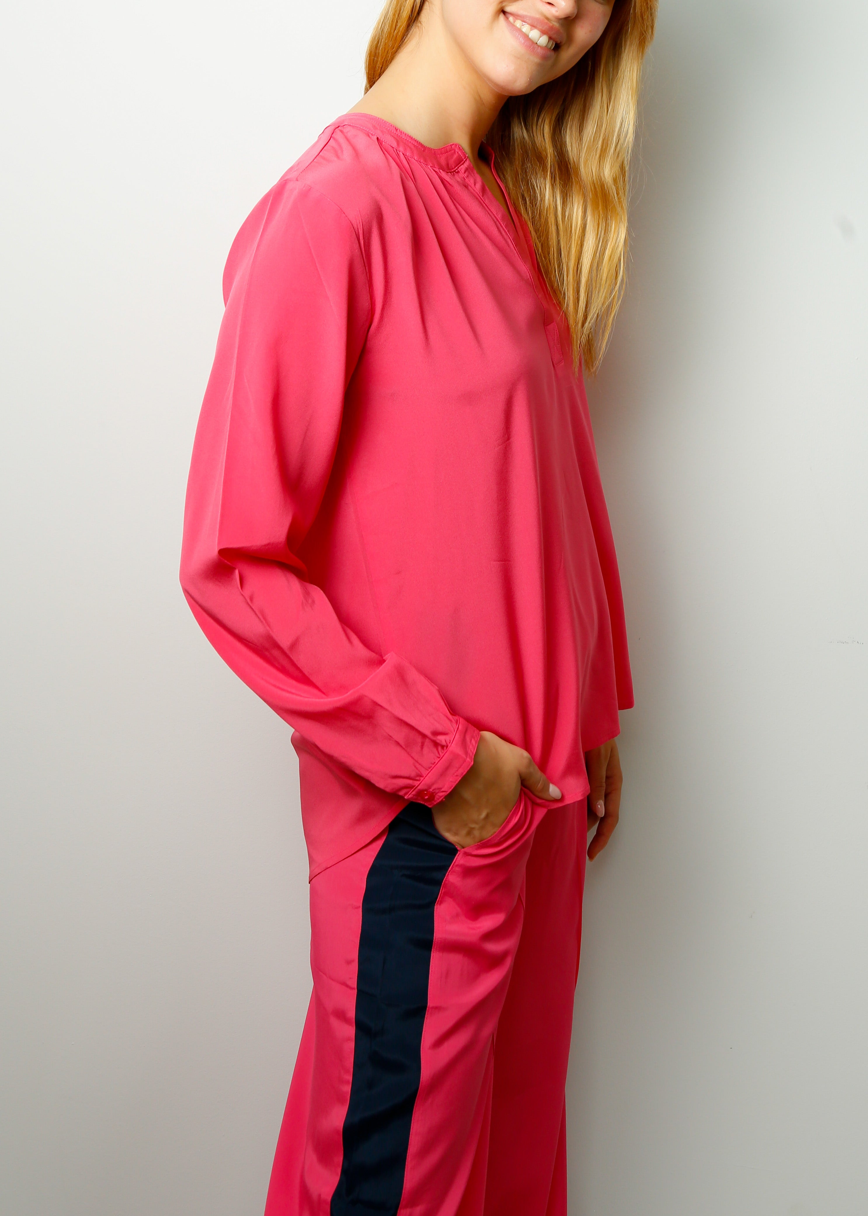 PPL Sandy Silk Shirt in Hot Pink