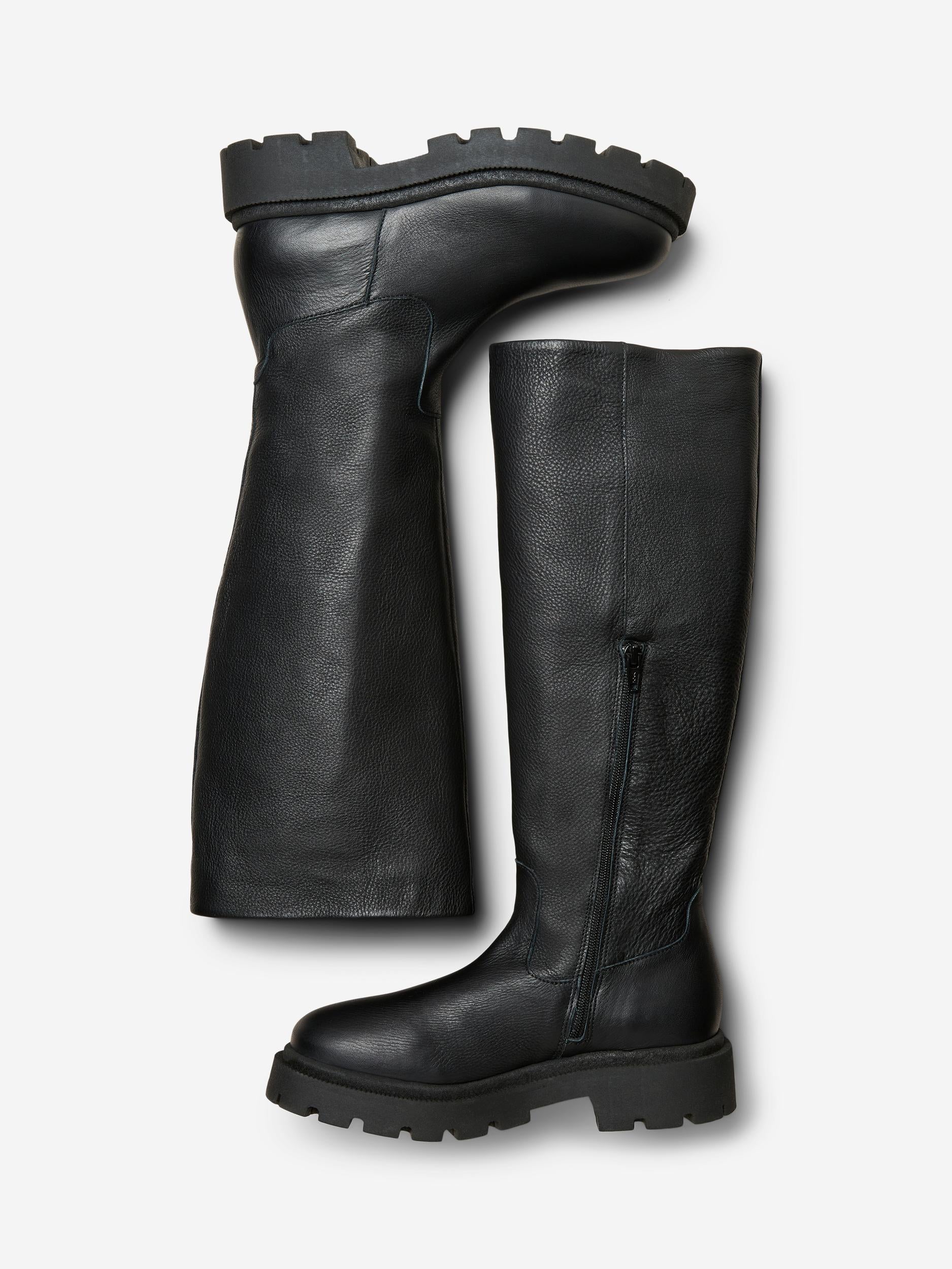 SLF Emma High Leather Boots in Black