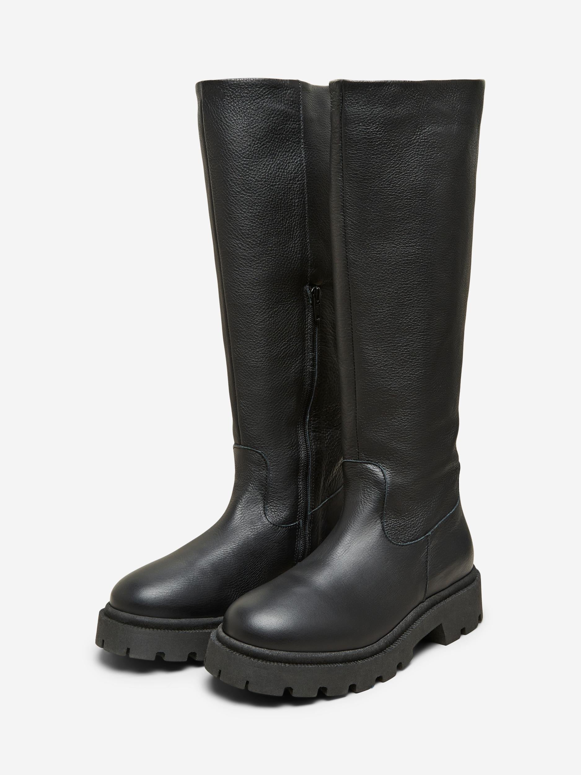 SLF Emma High Leather Boots in Black