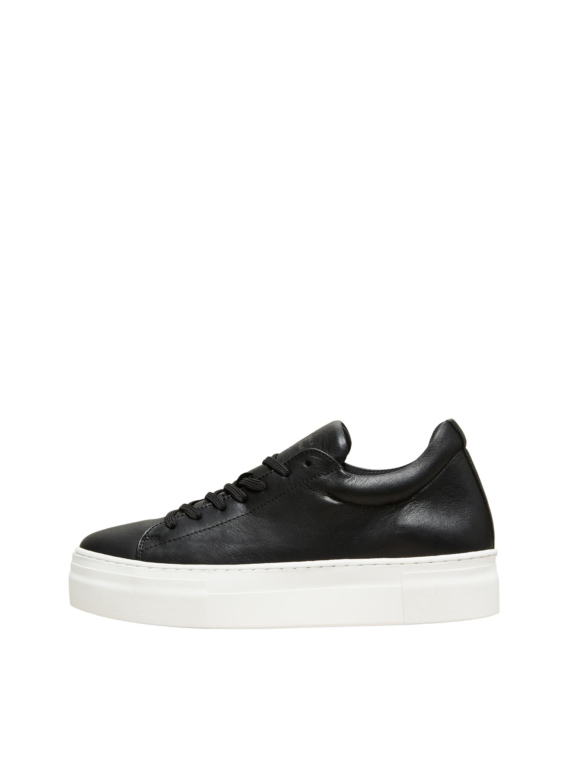 SLF Hailey Leather Trainer in Black