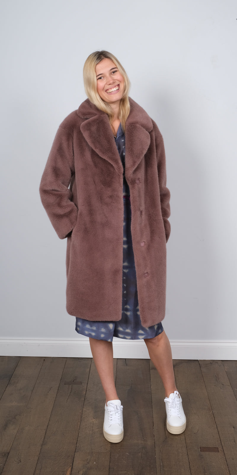 STAND Camille cocoon coat in dusty purple