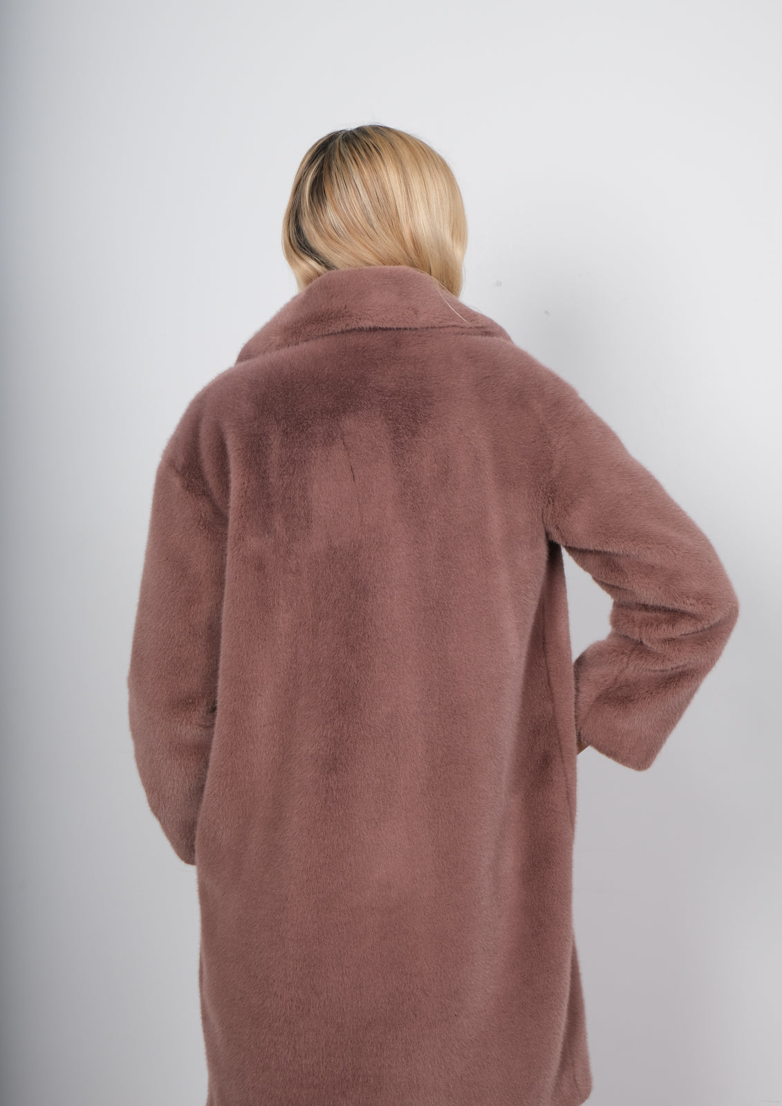 STAND Camille cocoon coat in dusty purple
