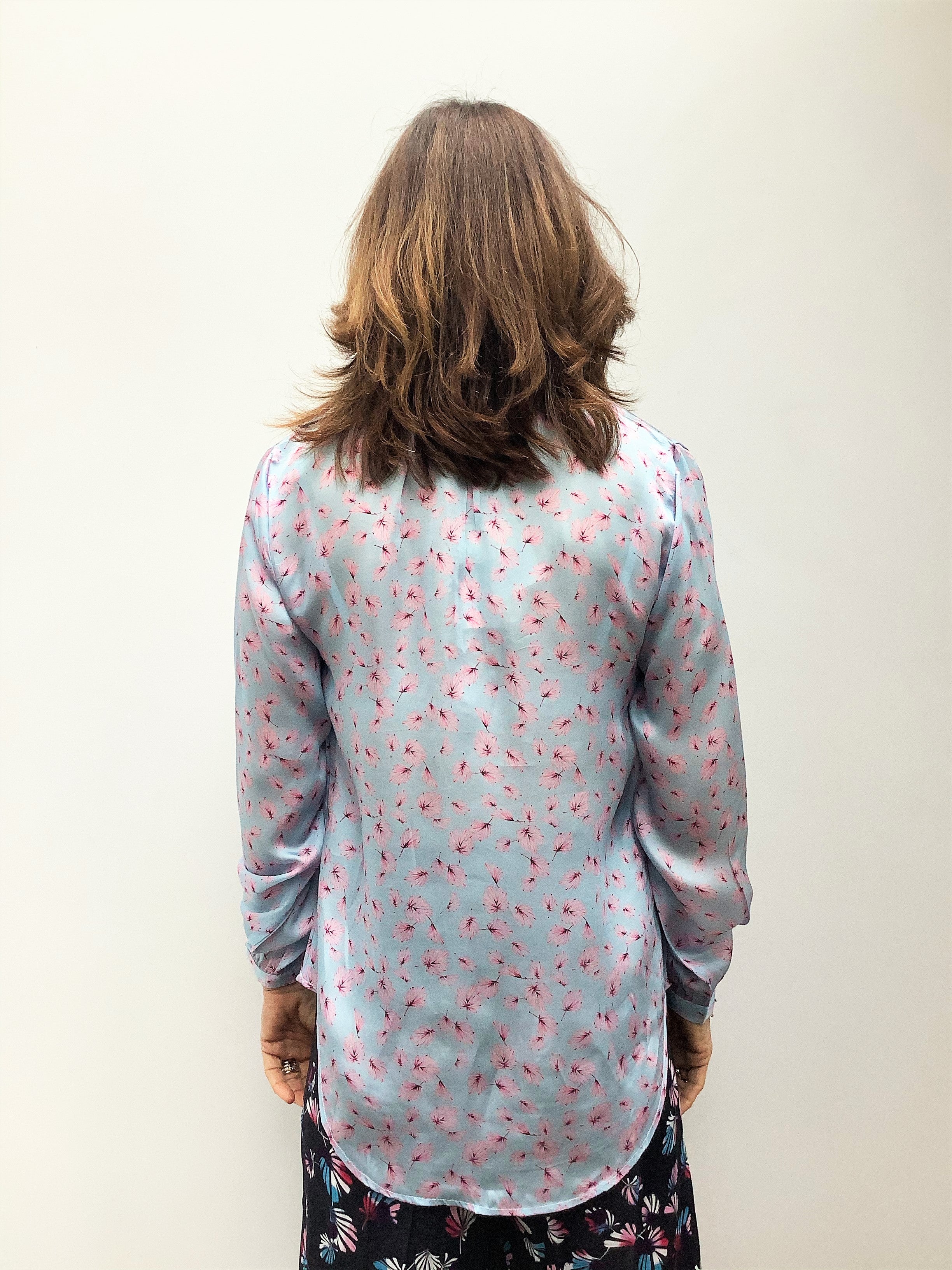 PPL Sandy Open Shirt in Mystical Leaves 02 Pink on Blue