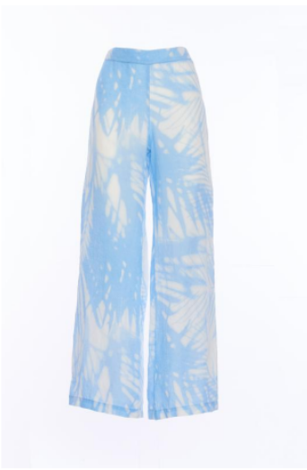 120% Lino V1W29CO Printed Trousers in Blue