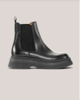 GANNI S1736 Leather Chelsea Boots in Black